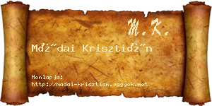 Mádai Krisztián névjegykártya
